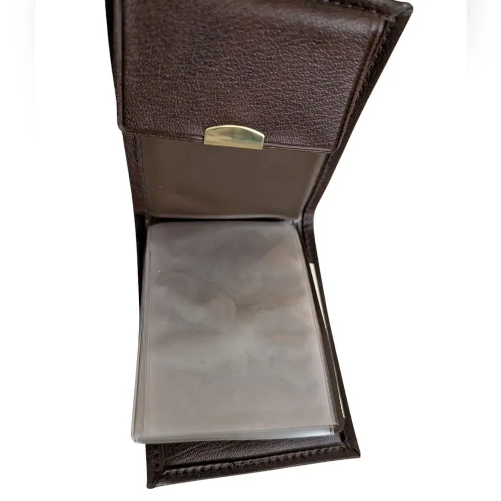 Vintage Men's Brown Leather‎ Calf Pocket Clinger Wallet NWT